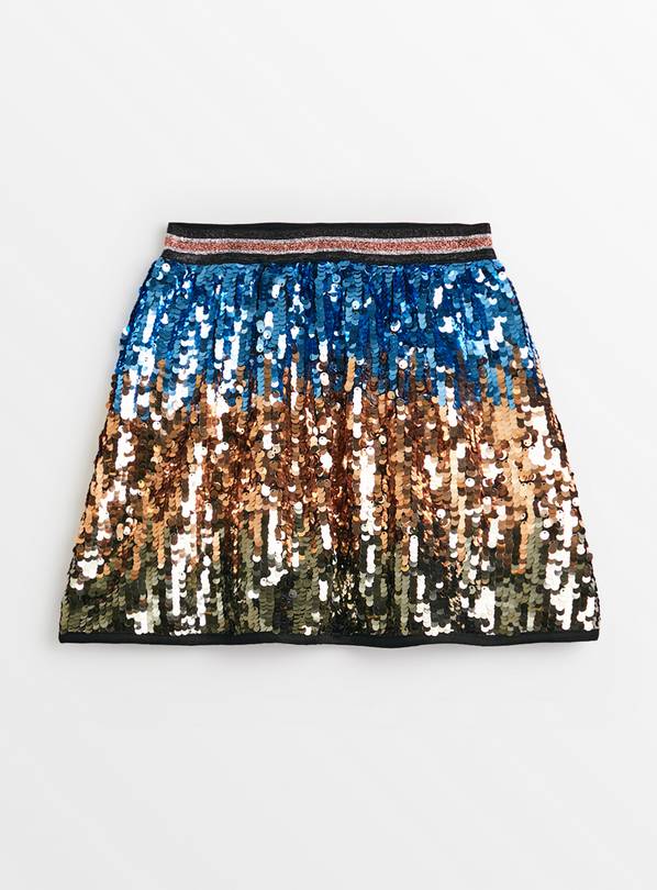 Blue, Rose Gold & Silver Sequin Ombre Skirt 12 years